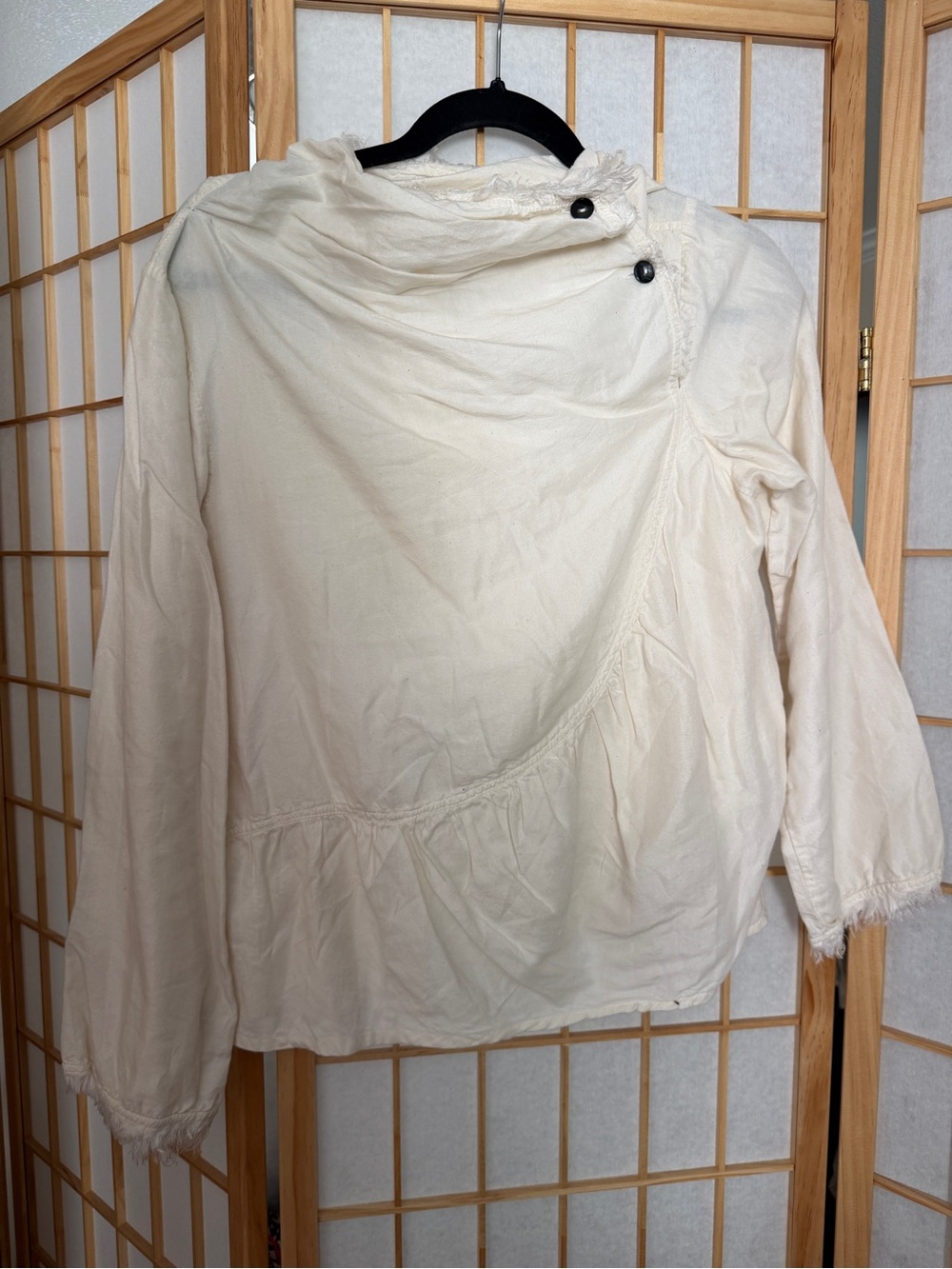 Boutique Custom Cotton Button-Accent Asymmetrical Blouse